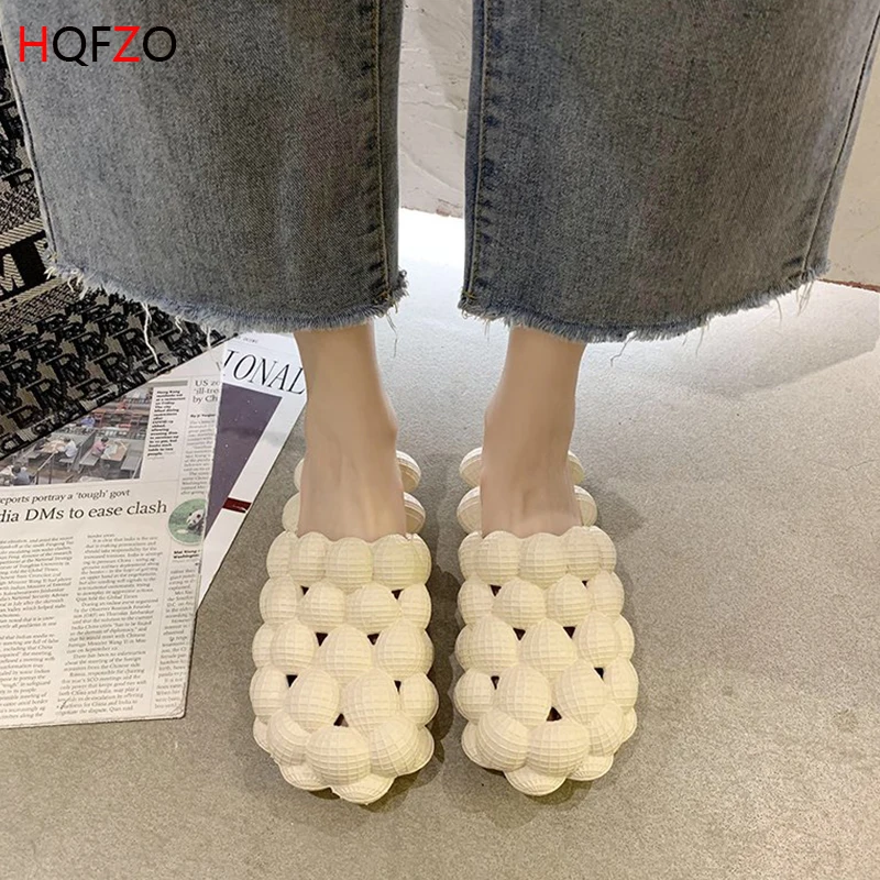 

HQFZO 2021 New Women Slippers Flat Soft Beach Hollow Out Flip Flops Comfortable Summer Beach Shoes Outdoor Shales