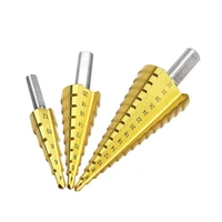 4 122032mm step drill bit hss titanium coated step cone metal hole cutter metal hex tapered drill power tools accessories