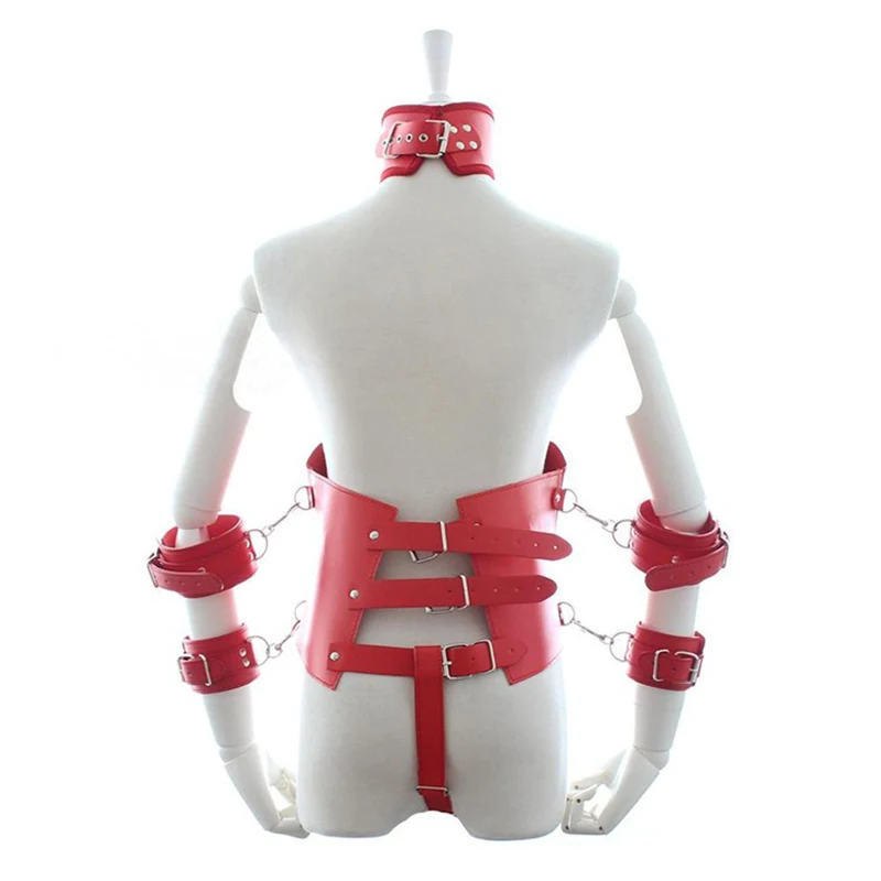 Leather Gothic Body bdsm Bondage Cage Neck Ring Handcuffs Waist Training Corsets Underbust Bustiers Hogtie Sex Jumpsuits PG0134 |