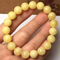 genuine natural yellow amber clear carved round beads bracelet 9 6mm women men fashion rare healing stone amber rare aaaaa