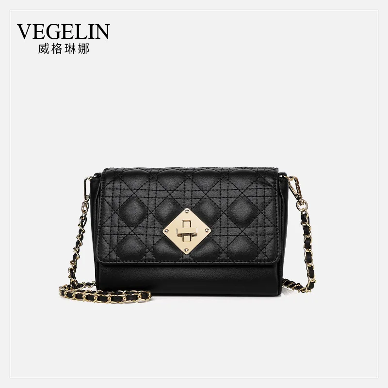 

Leather Underarm Bag Lingge Chain Bag 2021 New Fashion Light Luxury Brand Simple Fashion Niche Messenger Bag