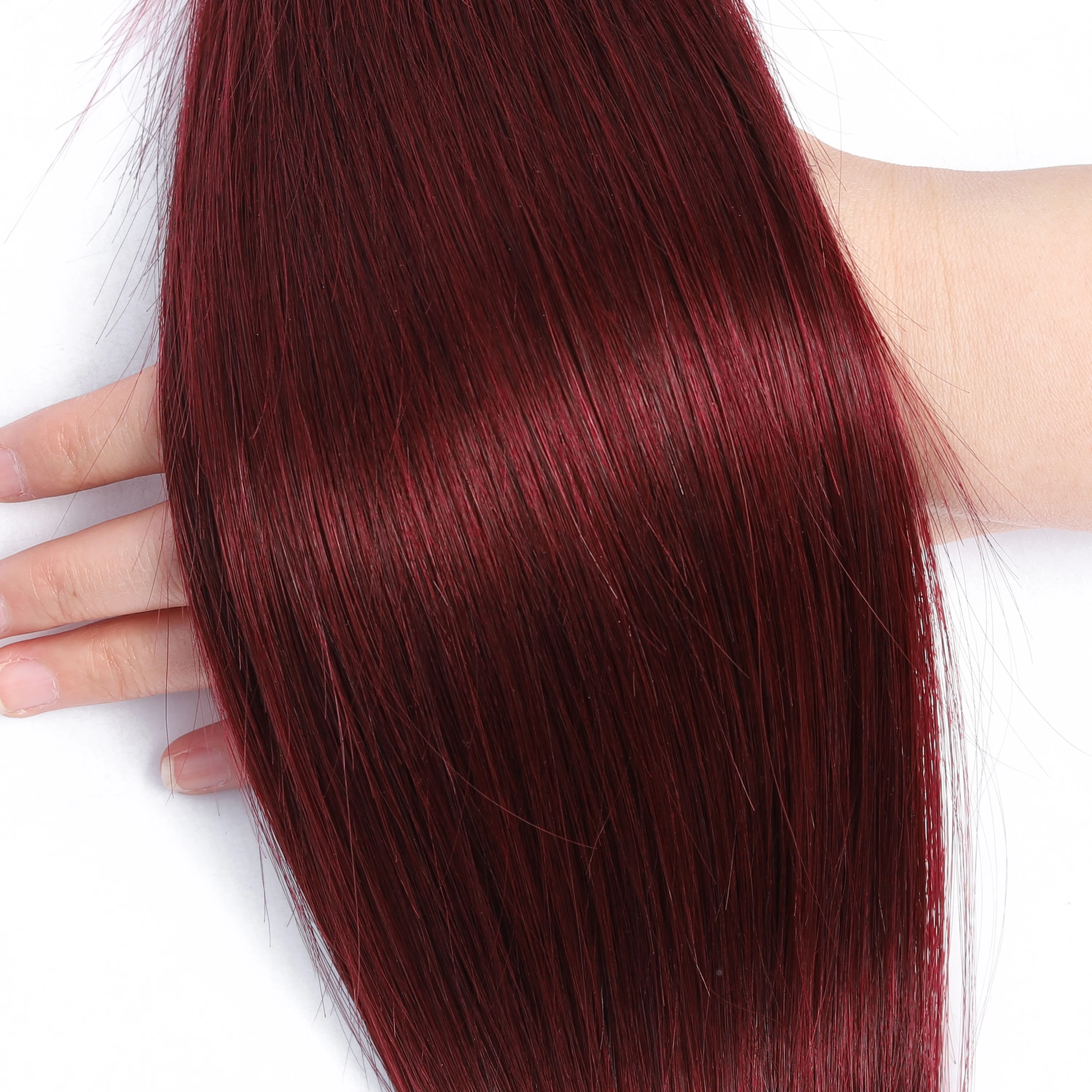 99J пряди с фронтальной цветной Красной бразильские человеческие волосы головкой