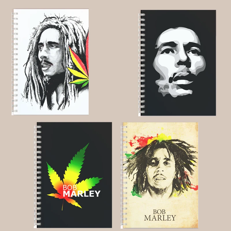 

Bob Marley Quotes Spiral Notebook ONE LOVE and Lion Poster Black and White Cover Note Book Sketch Graffiti Notepad
