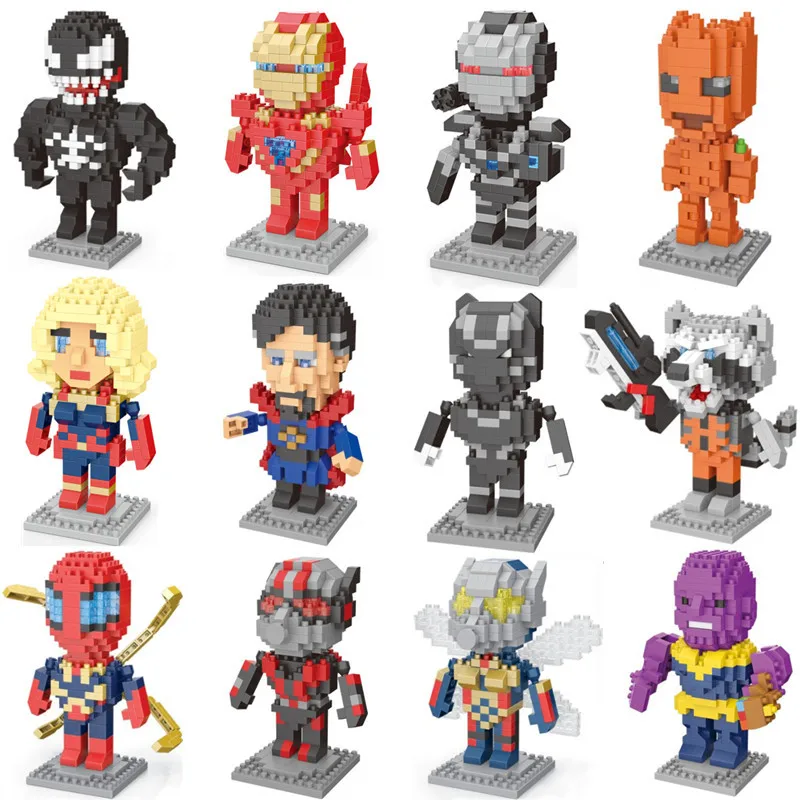 Disney Block Cartoon Anime Marvel Avengers Superhero Iron Man Captain America Spider Toy DIY Building Bouwstenen Speelgoed