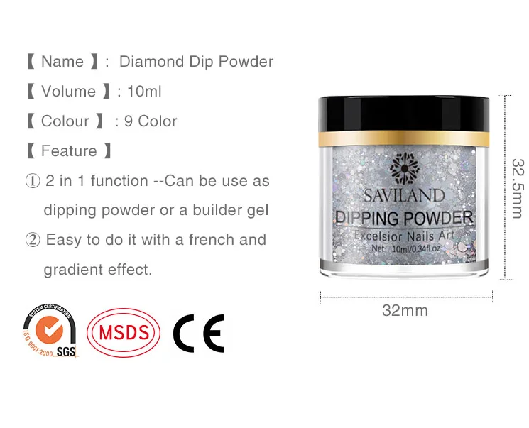 SAVILAND Блестящий Порошок для красоты Неон фосфор дизайна ногтей натуральный алмаз