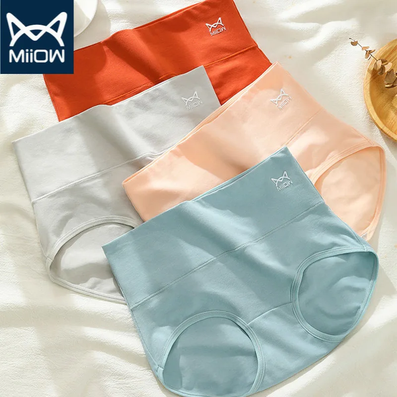 

4 шт., женское нижнее белье с завышенной талией, из чистого хлопка
