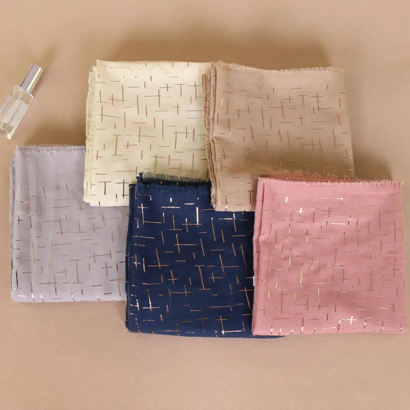 Популярный женский хлопковый Бронзовый шарф с бахромой новый геометрический