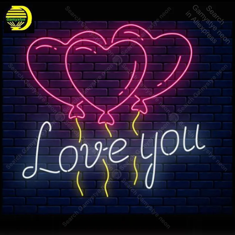 

Love you Neon Sign Glass Tube balloon Handcraft neon light Sign Recreation Hotel Iconic Sign Bar Neon Light anuncio luminoso Art