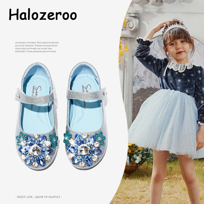 

Новинка, Весенняя детская обувь принцессы, обувь для маленьких девочек со стразами, детская брендовая Классическая обувь, синяя модная обув...