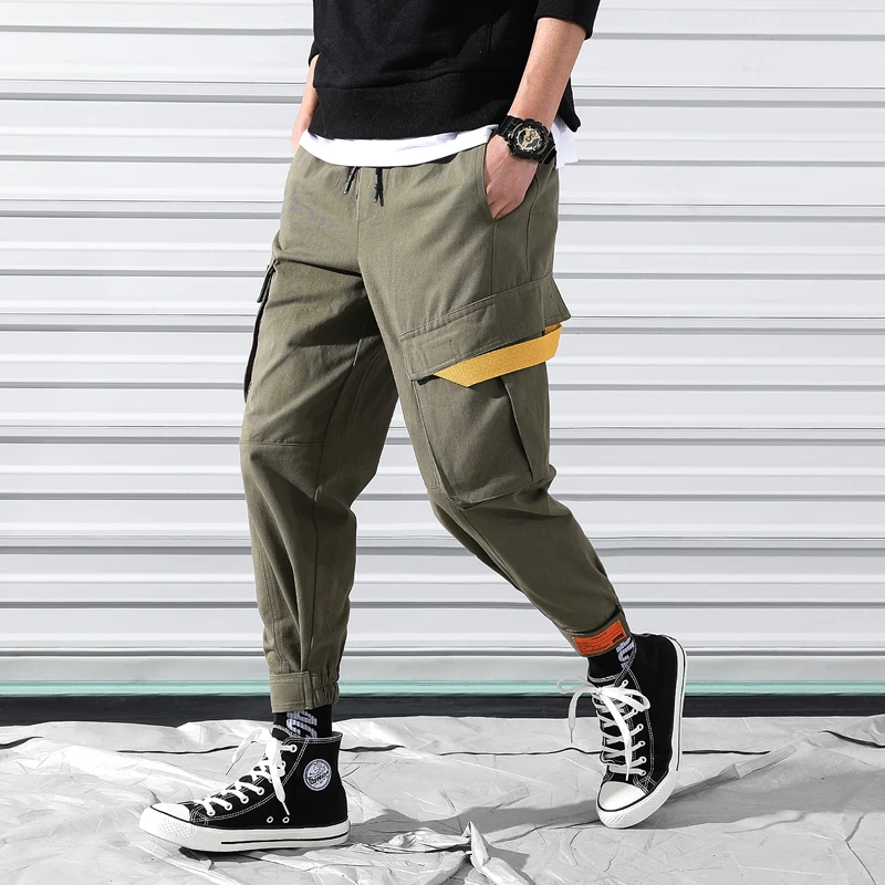

Western Style Vintage 2021 Elastic Waist Track Pants Mens Harajuku Windbreaker Streetwear Trousers Harem Hip Hop Harem Pants