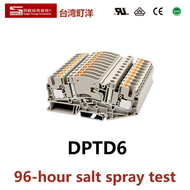 

DINKLE DPTD6 With Switch Din Rail Terminal Block Return Pull Type Spring Connector 30A One Input - One Output YANNIU