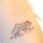 Водостойкая Временная тату-наклейка, Кит, облако, радуга, милый мультяшный тату флэш-тату, искусственная татуировка для детей, мужчин, женщин