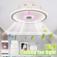 modern led ceiling fan with light app and remote control mute 3 wind adjustable speed dimmable ceiling light for living room