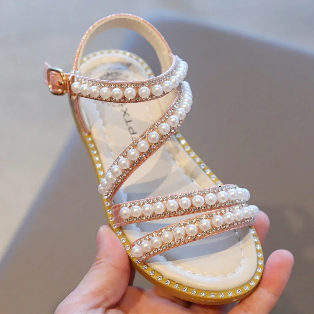 

JAYCOSIN girls shoes Girls' Sandals Infant Kids Baby Summer Beach Pearl Crystal Princess Shoes kids sandals