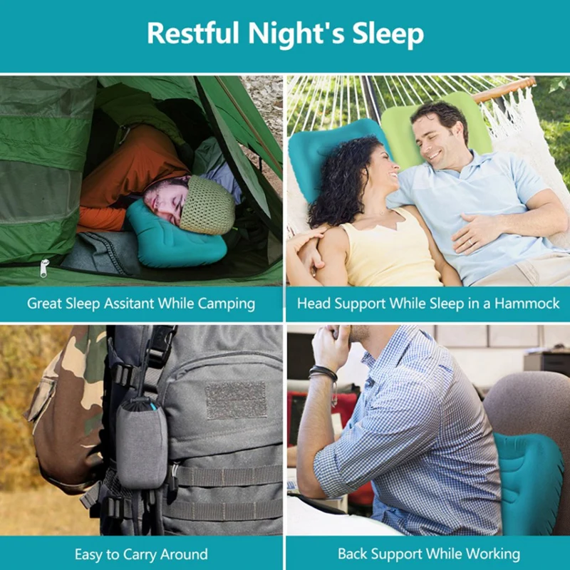 

Portable Inflatable Pillow Travel Ultralight Air Pillow Neck Pillow Camping Sleeping Gear TPU with Bag For Outdoor Mat XA67U