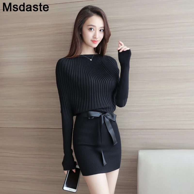 Длинный свитер платье пуловеры для женщин Осень-зима сексуальный облегающий