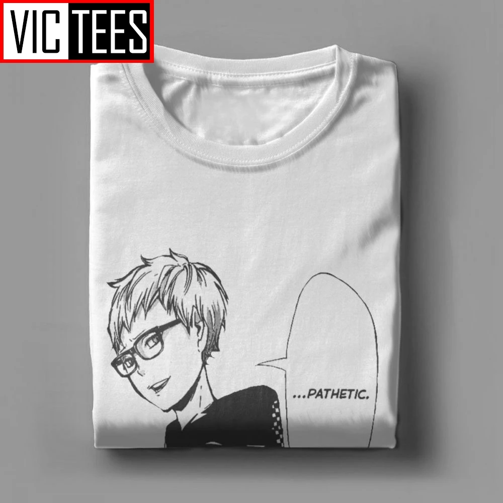 Haikyuu футболки Tsukishima Kei мужские с коротким рукавом Классические летние круглым