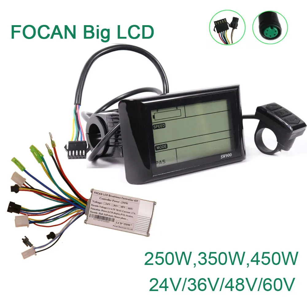 FOCAN 24 в 36 48 60 72 SW900 большой экран ЖК дисплей измеритель для электроскутера