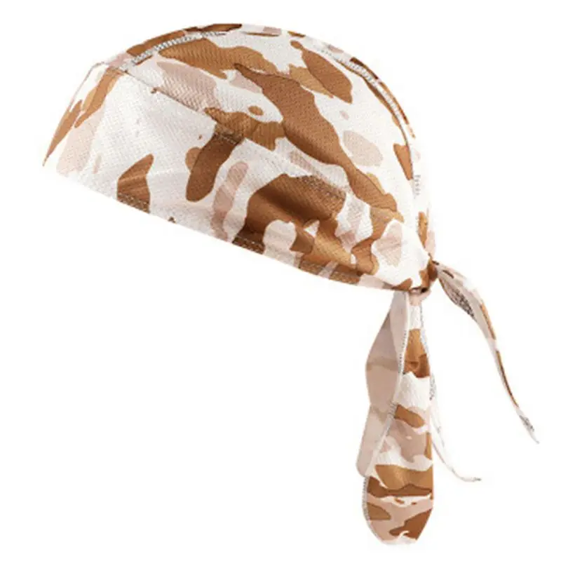 

Men Women Cycling Bandana Durag Summer Quick Dry Beanie Skull Cap Camouflage Tie Back Pirate Hat Breathable Helmet Liner