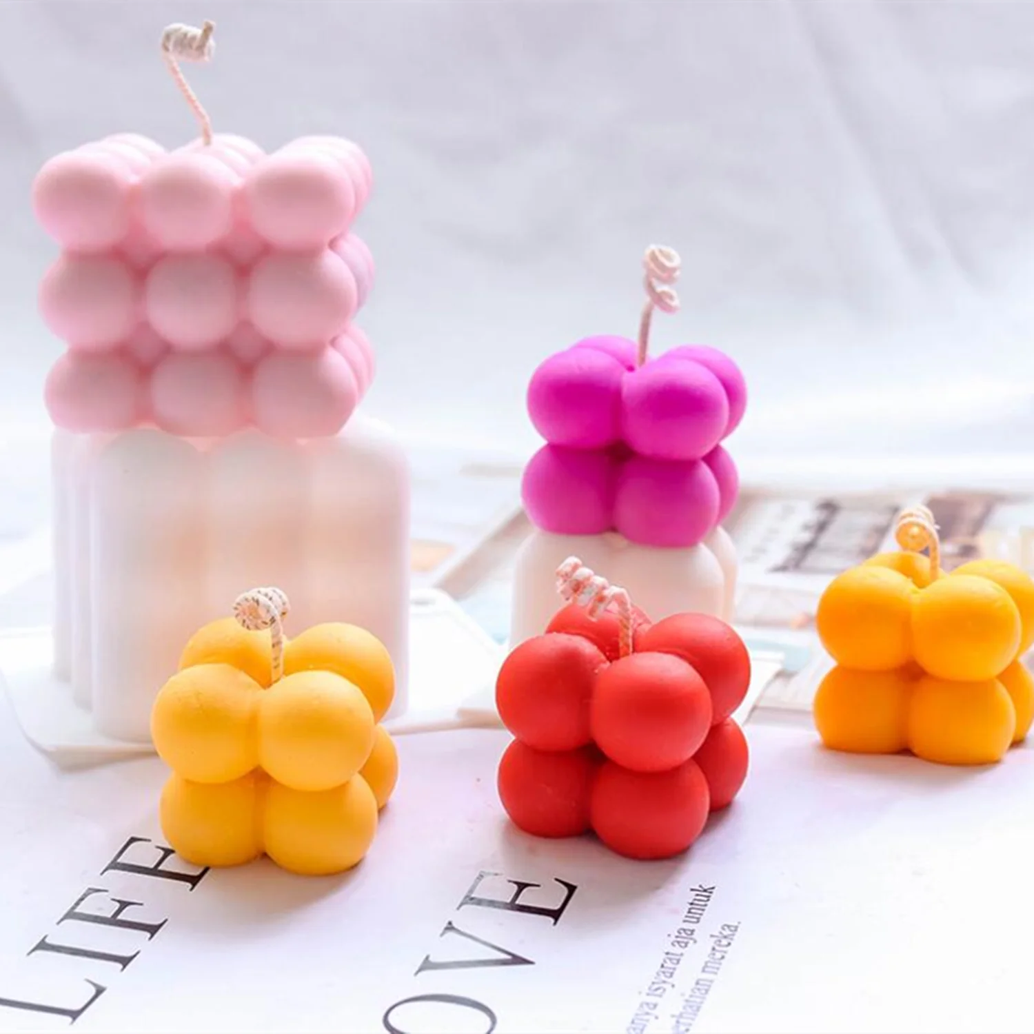 

Silicone Fondant Soap Candle Mold Rubik's Cube Bubble Magic Cube Baking Kitchen Accessories Sugarcraft Pastry Cake Decorating