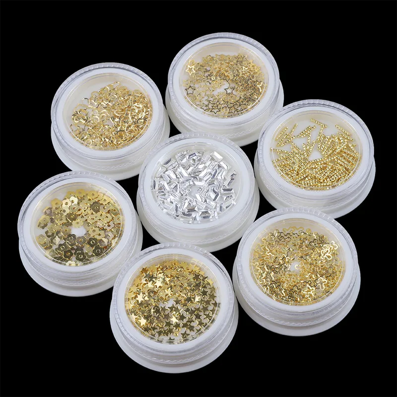 

1 Box 20 Styles Gold Silver Star Cross Rivets Nail Art Decoration Accessories 3D Metal Nails DIY Sequins Nail Art Alloy Jewelry