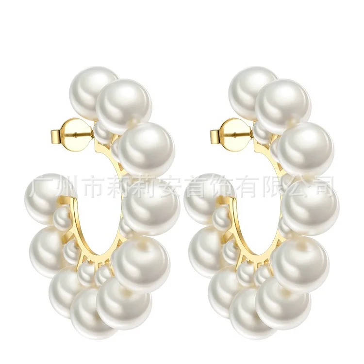 

European and American retro earrings size artificial pearl earrings C fashion personality fashion earrings female
