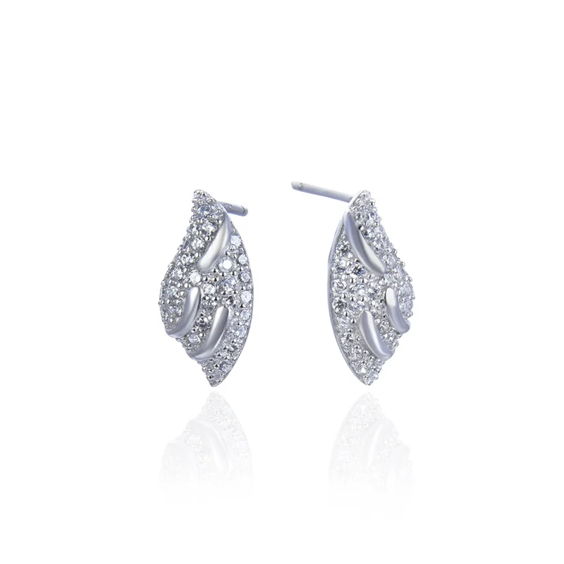 

S925 Sterling Silver Wing Stud Earrings Women Fashion Personality Earrings White Gold Brilliant Ear Jewelry CHDAR001646