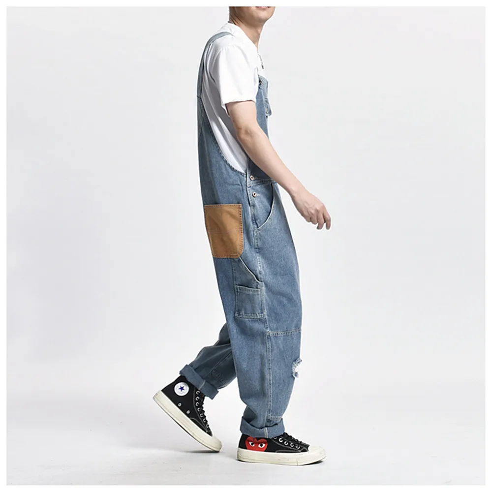 

Vintage Retro Multi-pocket Overalls Mens Amekaji Safari Style Casual Color Block Work Trousers Men Workwear