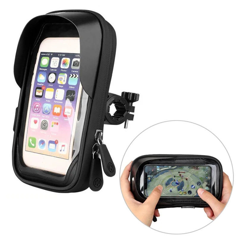 bicycle motorcycle phone holder waterproof case bike phone bag for iphone xs 11 samsung s8 s9 mobile stand support scooter cover free global shipping
