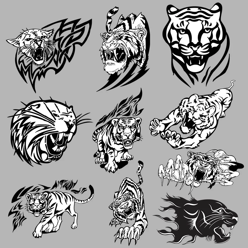Панк дикие животные патчи для одежды мужчины мальчики, термотрансферные наклейки, белый черный тигр, гладкая переводная наклейка, стойкая к стирке, термопатч.