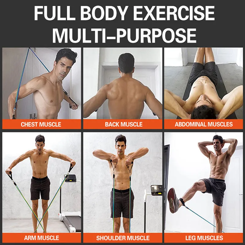 

Resistance Bands Set 11 Pieces Yoga Exercise Fitness Rubber Loop Tube Ropes with Door Anchor Ankle Straps Carry Bag