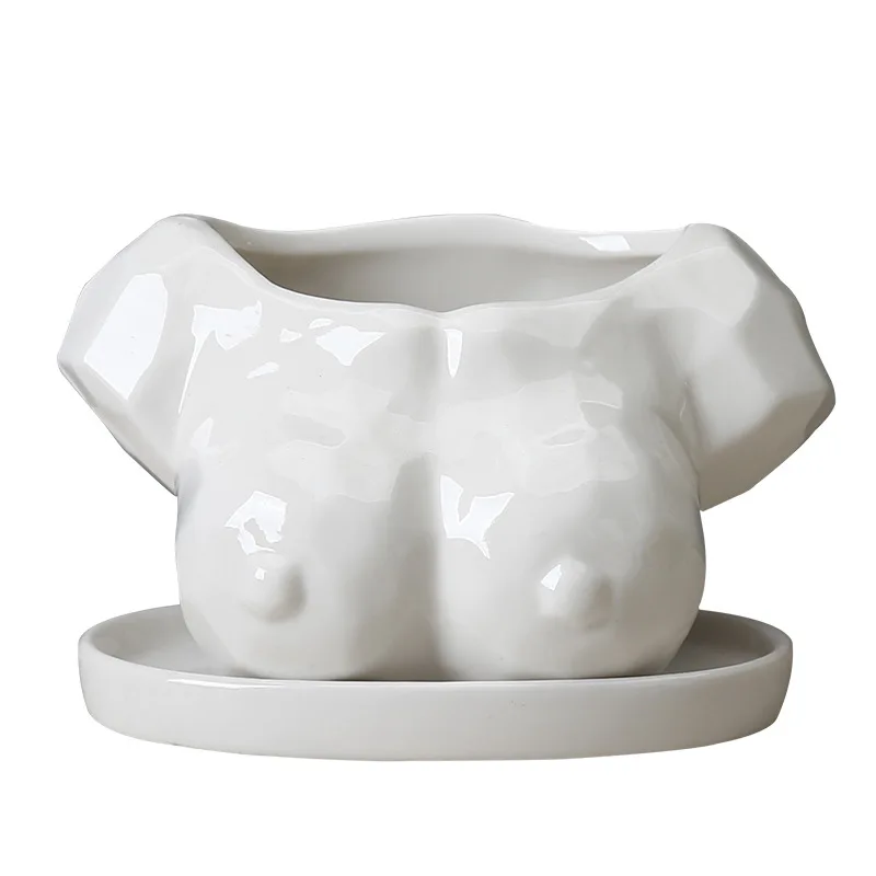 

Cartoon Succulent Flower Pot Ceramic White Creative Abstract Body Art Floral Home Decoration Human Vase