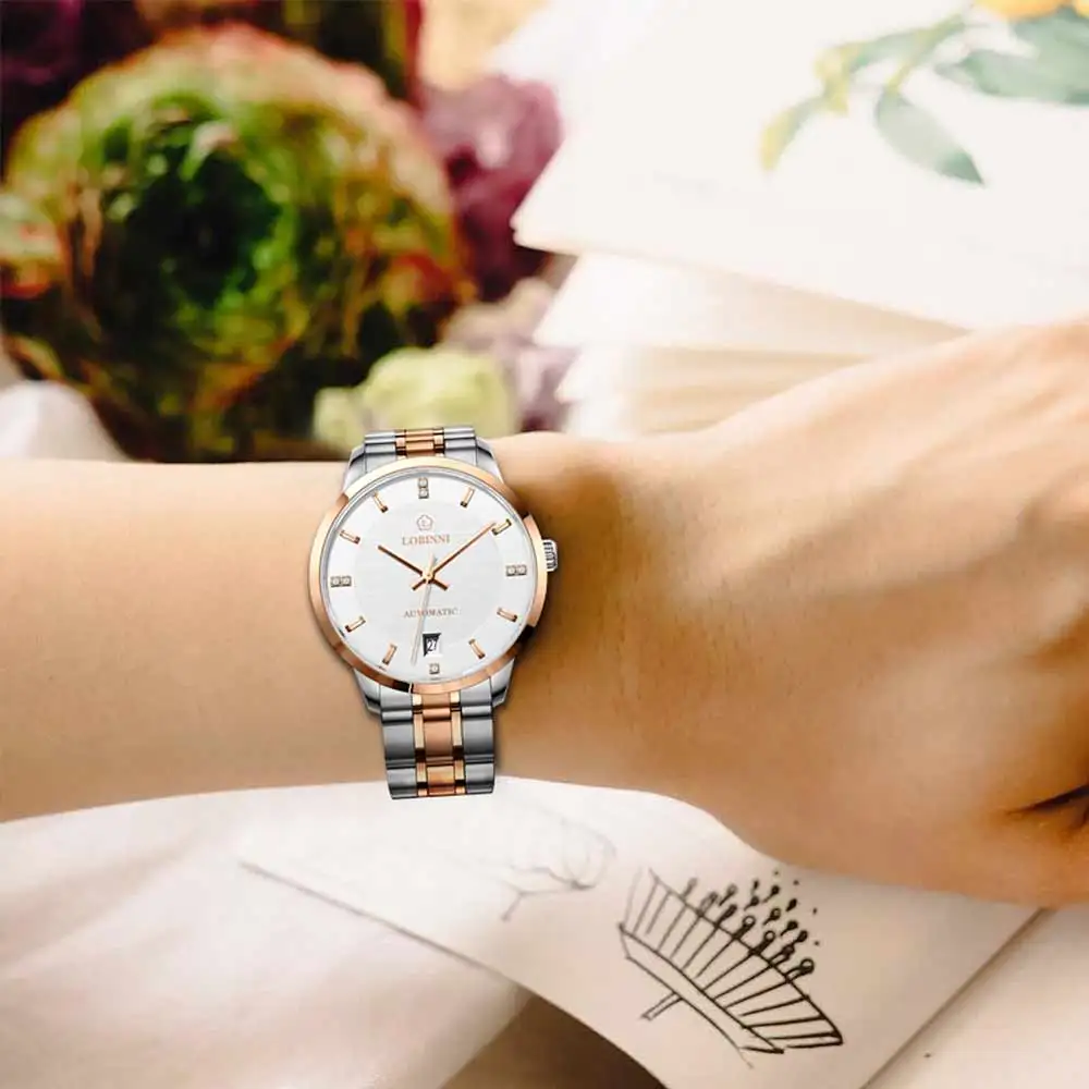 Швейцарский роскошный бренд Lobinni женские механические часы для женщин Простые