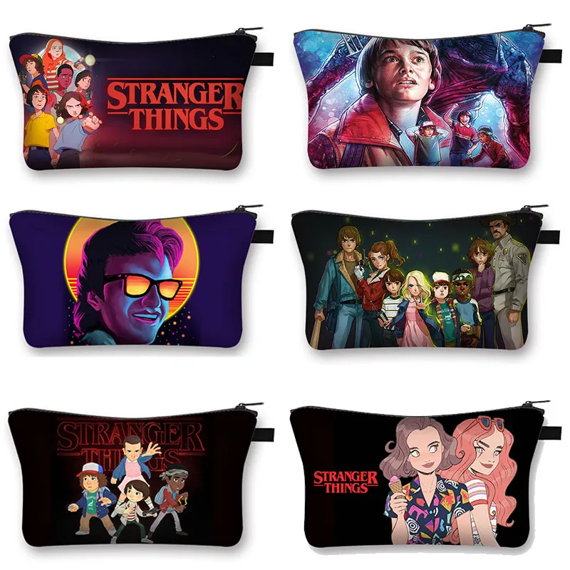 

Cool Cartoon Stranger Things Cosmetic Bags Women Lipstick Bags Ladies Girls Cosmetic Case Eye Shadow Blush Organizers Bag