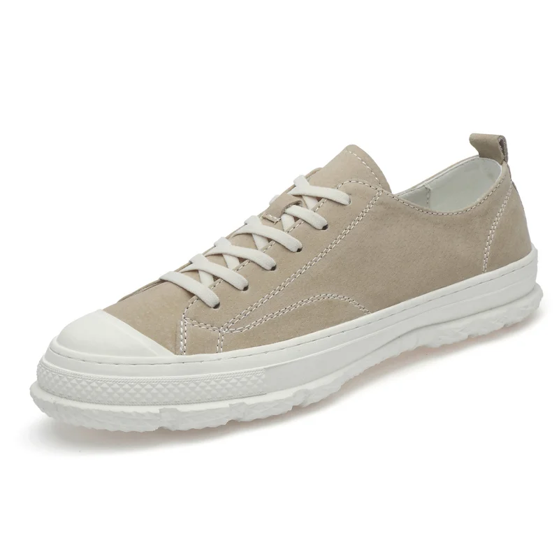 

Men Flats Spring Shoes Breathable Men's Casual Shoesnew Leather Flat Shoes Lace-up Man Shoes Comfortable Outdoor Sand Sneakers