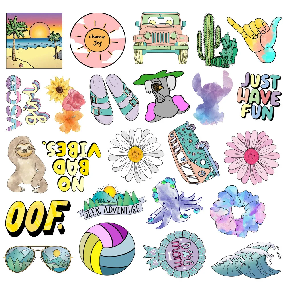 Pegatinas de grafiti Vsco para ordenador port&aacute;til, pegatinas peque&ntilde;as frescas de decoraci&oacute;n para tel&eacute;fono m&oacute;vil, pegatinas impermeables de taza de agua, venta al por mayor, 10/30/50 Uds.-1