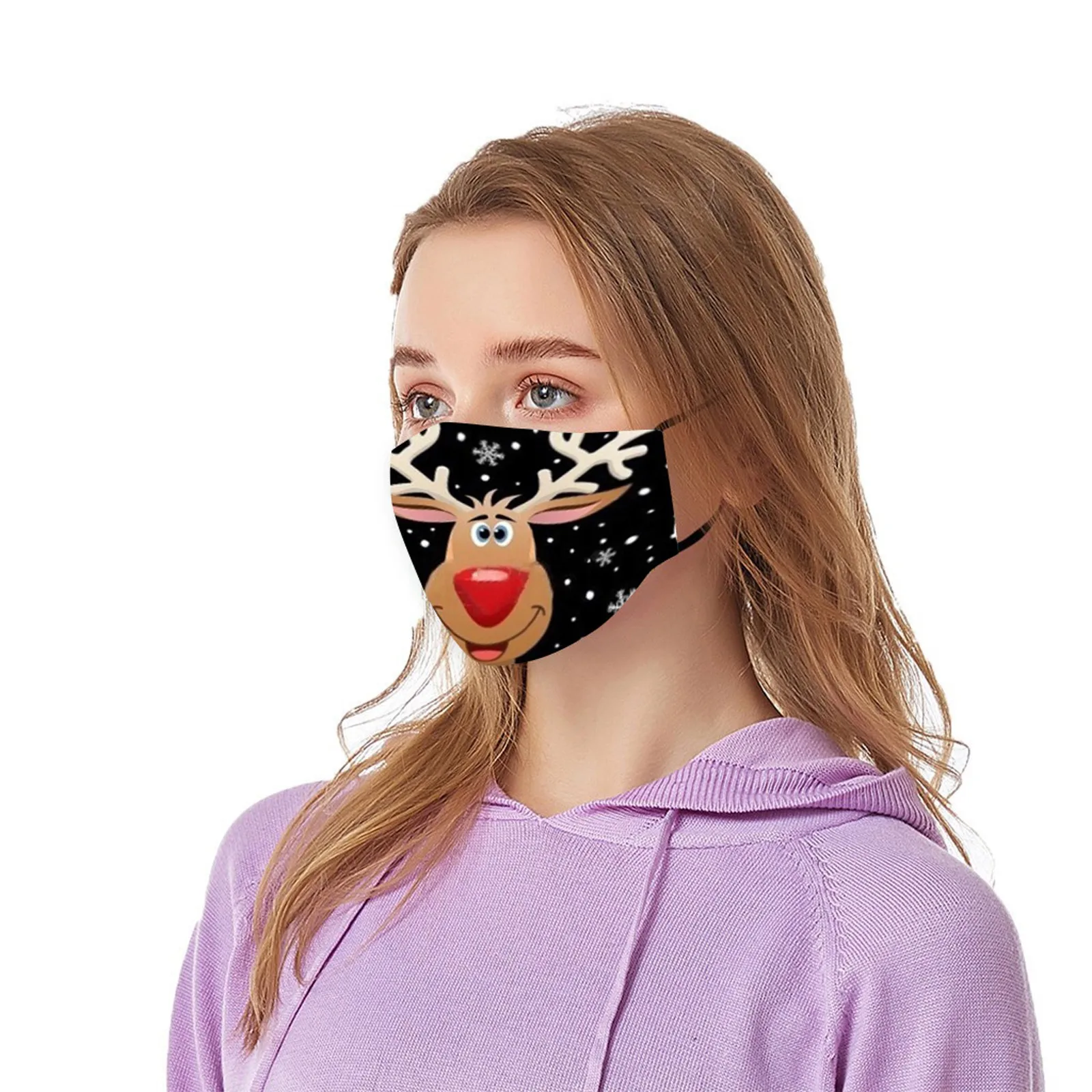 Рождественская дышащая маска для рта PM2.5 с принтом унисекс лица многоразовая |