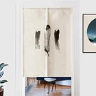 Нордическая льняная дверная занавеска Noren, декоративная подвесная занавеска для кухни, спальни, Современная Минималистичная полоска, перегородка для двери, s