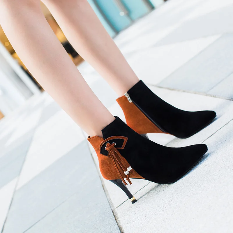 Marderee/зимние женские ботильоны пикантные ботинки на высоком каблуке полусапожки