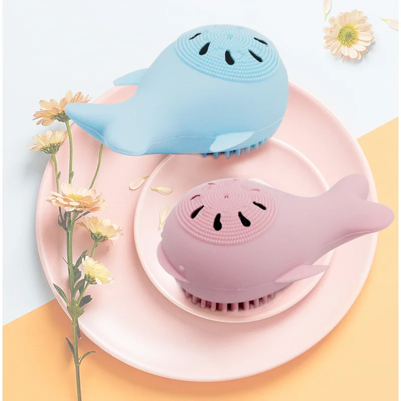 Силиконовая кисть для лица в форме Кита двусторонняя силиконовая Очищающая