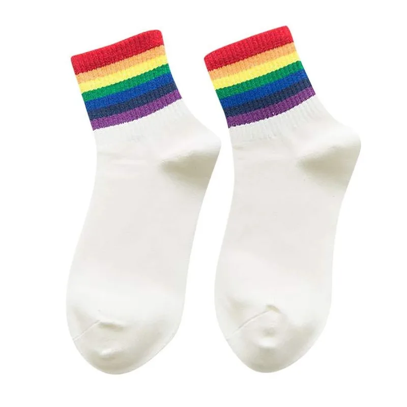 Новые женские модные хлопковые носки Jeseca красочные радужные полосатые милые