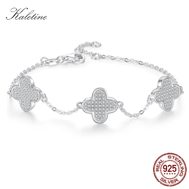 Женские очаровательные браслеты Kaletine из стерлингового серебра 925 пробы с цветком