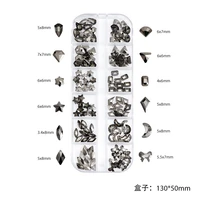 12 grids crystal rhinestones nail art decoration studs mix color strass jewelry diy 3d nail accessories