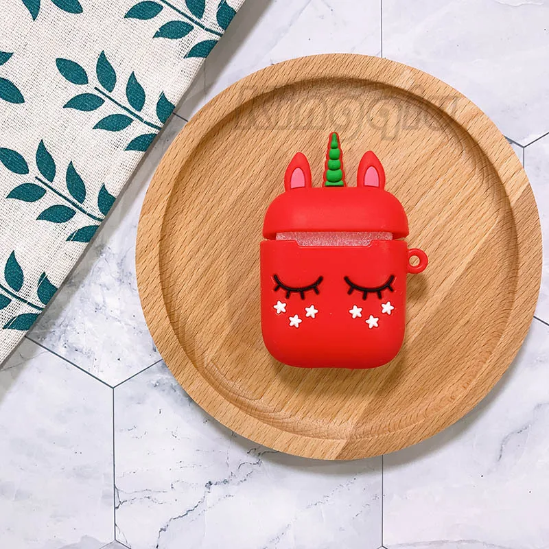 Redunicorn Kingqiu чехол для наушников, чехол для наушников Apple Airpods, чехол для зарядки, 3D мультяшный цветной милый Дисней, коробка для наушников, чехол для Airpod - Цвет: Redunicorn