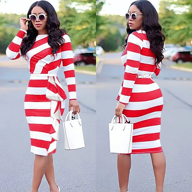 Повседневное платье миди с длинным рукавом и круглым вырезом Осеннее женское