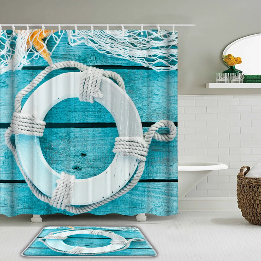 

Sea Beach landscape Shower Curtain Set with Non Slip Rug Bath Mat Carpet Waterproof Bathroom Curtains Toilet Mat Home Decoratio