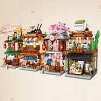 4 set loz japanese city street shop blocks for kids 3d architecture store building bricks montessori toys for girl boy xmas gift