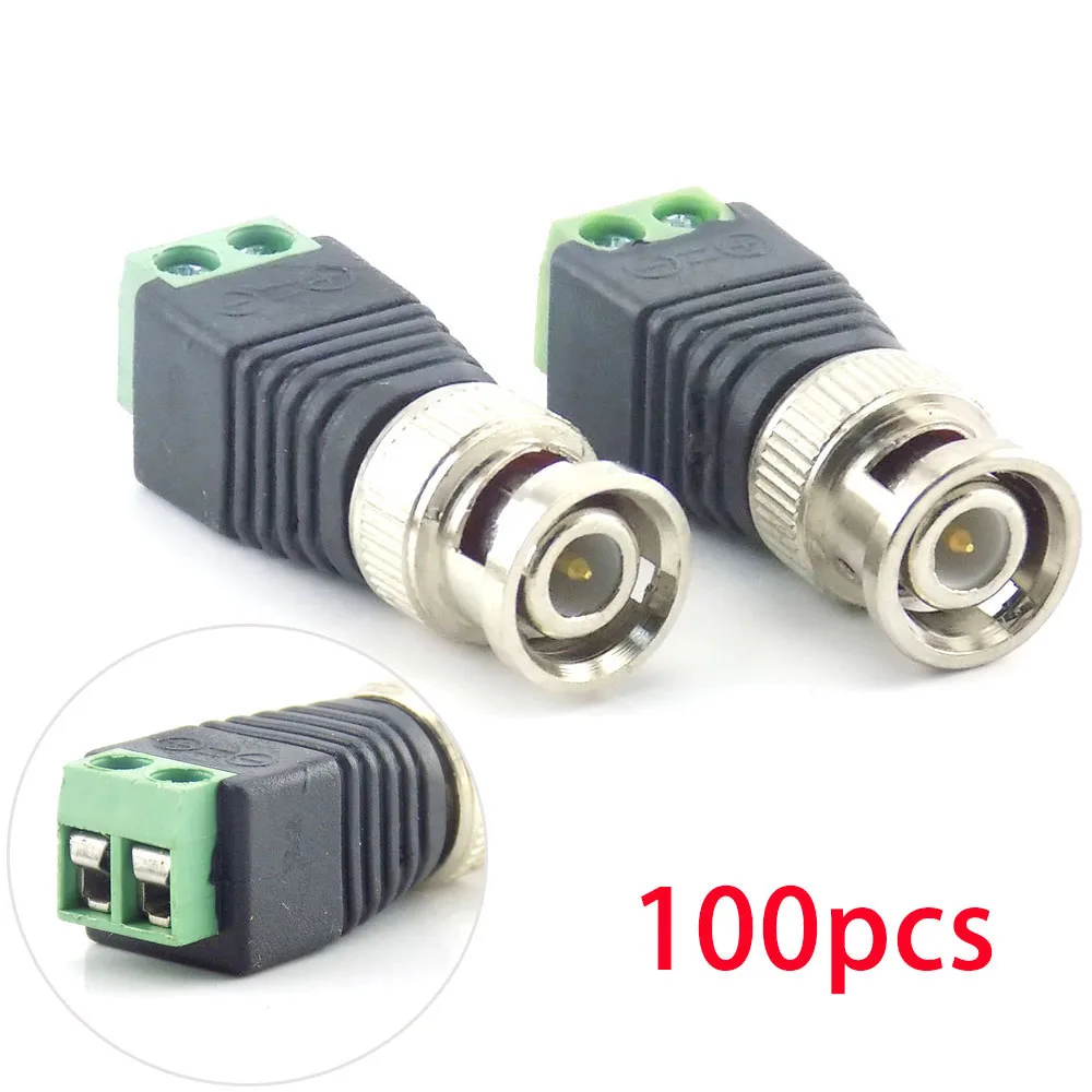 100 шт. оптовая продажа BNC DC Штекерный разъем адаптер видео Balun Coax CAT5 для камеры