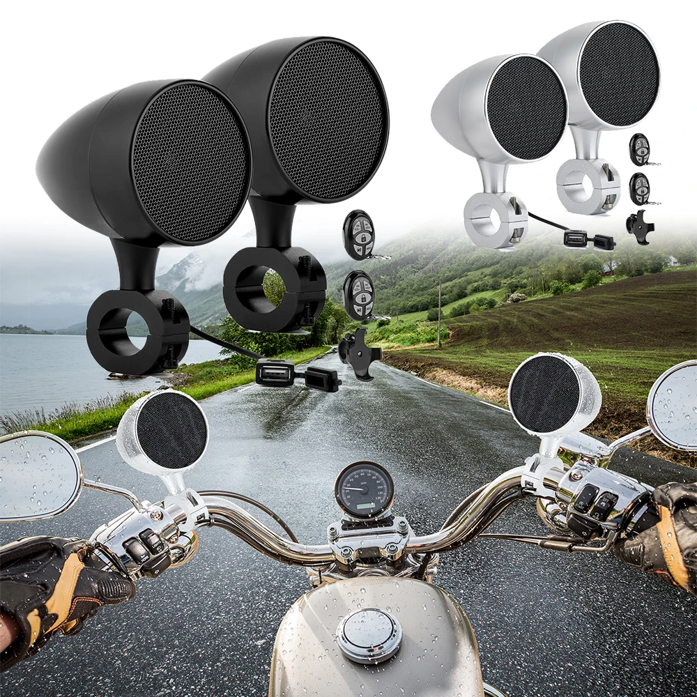 

0.87-1.25" ATV Bluetooth 5.0 Handlebar Waterproof Remote Control Silver Metal Horn for Polaris Sportsman For Yamaha Raptor 700