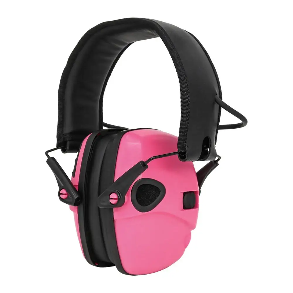

Foldable tactical electronic earmuffs outdoor hearing protection noise-cancelling headphones tactical shooting headphones pink